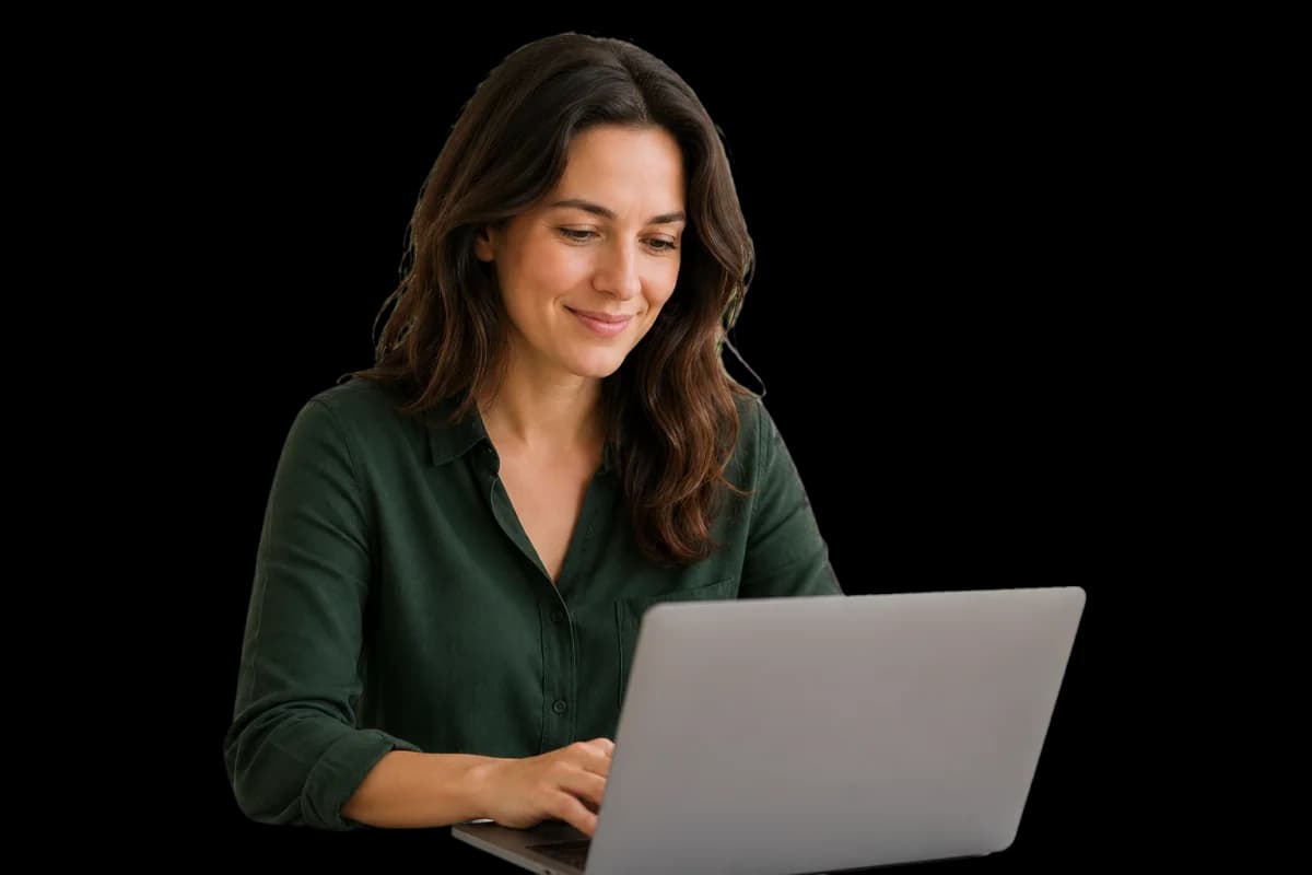 Professional working calmly on a laptop